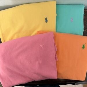 Polo (3) And American Eagle (1) Men’s Tshirts, Orange, Yellow, Green And Pink, L